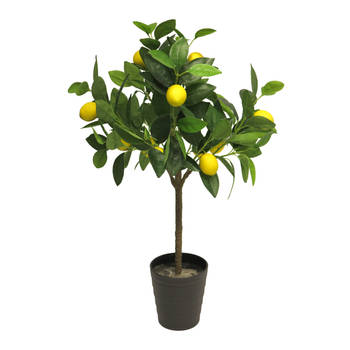 Bellatio design Kunst citrus boom in pot - citroen - 70 cm - kunstplant - voor binnen - Kunstplanten