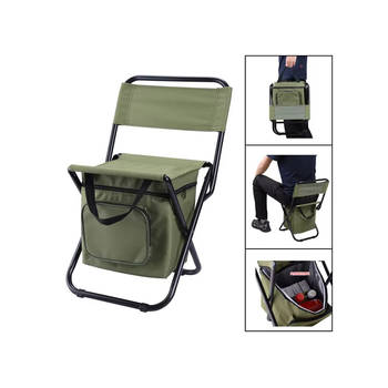 JONSKA Campingstoel met Koeltas - Vouwstoel - 32 x 31 x 58 cm - Groen