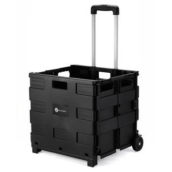 Packaway XL Opvouwbare Boodschappentrolley met wielen - Boodschappenkrat - Opbergbox - Vouwkrat - 50 Liter - Zwart