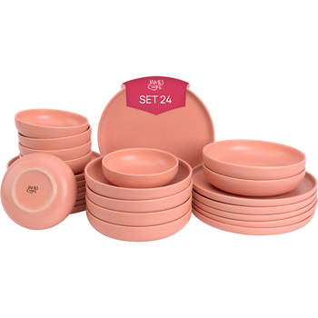 James Cooke Serviesset Bliss Stoneware 6-persoons 24-delig Roze