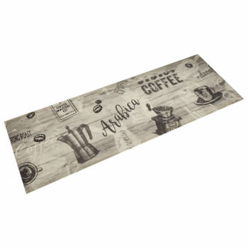 vidaXL Keukenmat wasbaar koffieprint 60x180 cm fluweel grijs