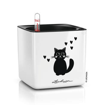 LECHUZA Plantenbak CUBE Glossy CAT 14 ALL-IN-ONE hoogglans wit