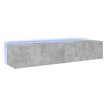 vidaXL Tv-wandmeubels met LED-verlichting 2 st 80x35x31 cm betongrijs