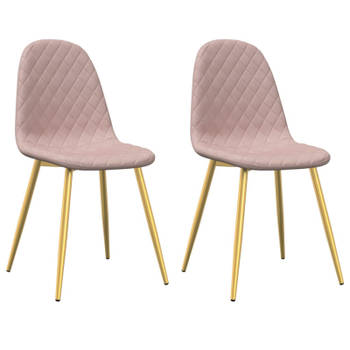 vidaXL Eetkamerstoelen 2 st fluweel roze