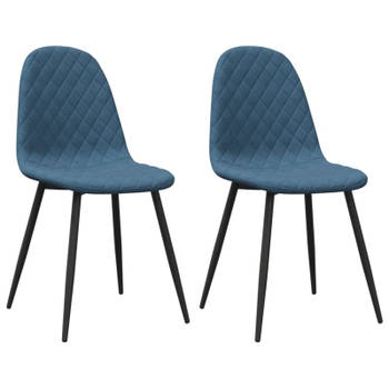 vidaXL Eetkamerstoelen 2 st fluweel blauw