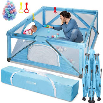 PEACE Uitvouwbare Grondbox - 150x150cm - Playpen - Babybox - Speelbox met 50x Oceaan Ballen + Handringen