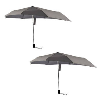 Duo Gray Storm Umbrellas - Large, Sturdy and Foldable - Aluminum Frame - Polyester Pongee Cloth - 107cm Diameter