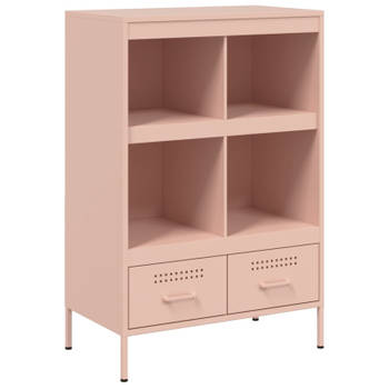 vidaXL Hoge kast 68x39x101,5 cm koudgewalst staal roze