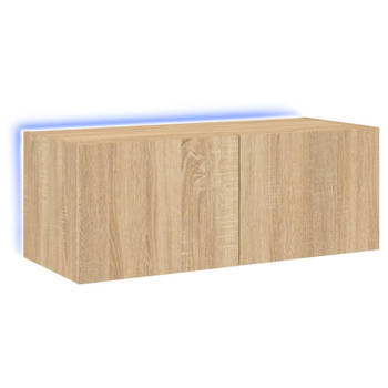 vidaXL Tv-wandmeubel met LED-verlichting 80x35x31 cm sonoma eikenkleur