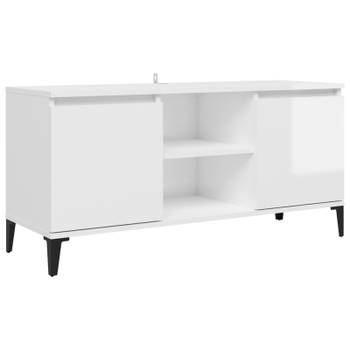 vidaXL Tv-meubel met metalen poten 103,5x35x50 cm hoogglans wit