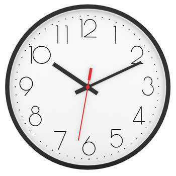 Intirilife wandklok in zwart - wit met 30,5 cm diameter - praktische tijdweergave chronometer stijlvol voor elke kamer