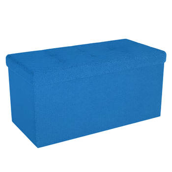 Intirilife opvouwbare kruk 76x38x38 cm in ocean blue bank stoel met opbergruimte en deksel van stof opbergbox kist