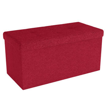 Intirilife Opvouwbare Kruk 76x38x38 cm in GRANAT RED Bank Stoel met opbergruimte en deksel van stof opbergbox kist