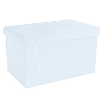 Intirilife opvouwbare kruk 49x30x30 cm in snow white bank stoel met opbergruimte en deksel van stof opbergbox kist