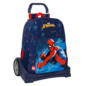Schoolrugzak met Wielen Spider-Man Neon Marineblauw 33 x 42 x 14 cm