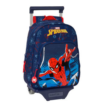 Schoolrugzak met Wielen Spider-Man Neon Marineblauw 27 x 33 x 10 cm