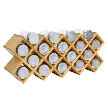 Intirilife kruidenrek set gemaakt van bamboe kruidenrek met 18 kruidenpotjes - 43 x 9,5 x 18 cm - opberghouder