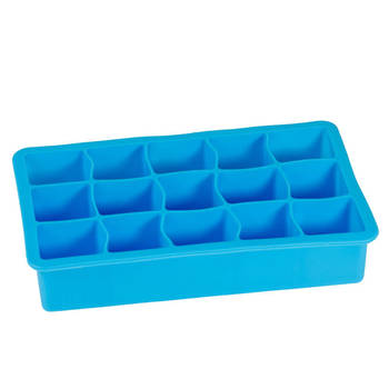 Intirilife ijsblokjesvorm/siliconen vorm in blauw – ijsblokjesvorm met 15 vakken van 3 x 3 x 3 cm voor grote ijsblok