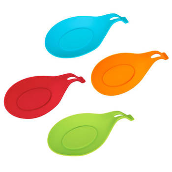 Intirilife set van 4 siliconen kookgereihouders voor kooklepels in verschillende kleuren