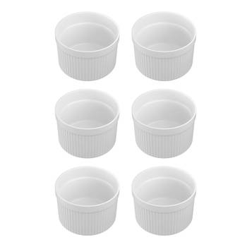 Intirilife 6-delige set soufflévormen bakvorm van porselein in wit met afmetingen van 7.8 x 4.6 cm