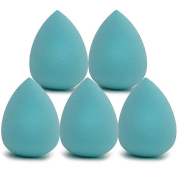 Intirilife set van 5 make up spons ei make-up spons in lichtblauw - zachte beauty blender voor foundation en concealer
