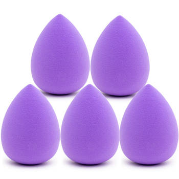 Intirilife set van 5 make up spons ei make-up spons in donker paars - zachte beauty blender voor foundation en concealer