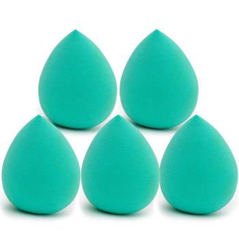 Intirilife set van 5 make up spons ei make-up spons in lichtgroen - zachte beauty blender voor foundation en concealer