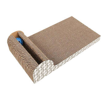 Intirilife interactieve krabplank kattenspeelgoed van bruin golfkarton met 45.5 x 24.5 x 10.5 cm formaat