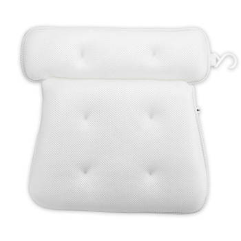 Intirilife badkussen in wit – spa badkuip hoofdkussen van waterafstotende stof – ergonomische vorm en sterke zuignappen