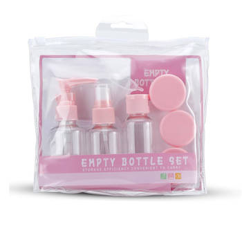 Intirilife flessenset in roze, transparant, meerdelige set met lege flessen, containers, trechter om bij te vullen