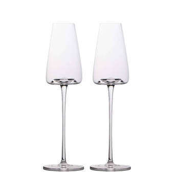 Intirilife 2x champagneglas met modern design - 220 ml - glas voor mousserende wijn, prosecco, vaatwasmachinebestendig