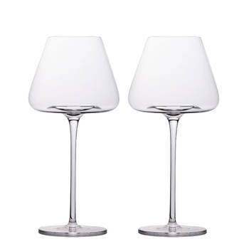Intirilife 2x wijnglas met modern design - 600 ml inhoud - witte wijn rode wijn glas, kelk, vaatwasmachinebestendig