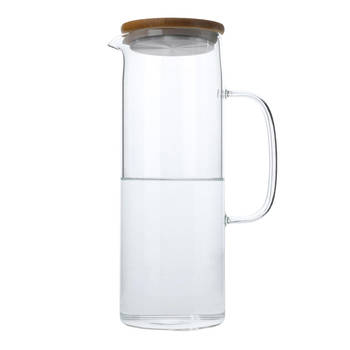 Intirilife karaf met deksel in helder - 1,6 l kan van borosilicaatglas met handvat hittebestendig thee, koffie, water