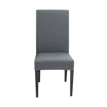 Intirilife 2x elastische stoelhoes in grijs met 38 - 45 cm zitting en 45 - 65 cm rugleuninghoogte stoelbekleding