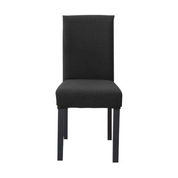 Intirilife 4x elastische stoelhoes in gedessineerd zwart met 38 - 45 cm zitting en 45 - 65 cm rugleuninghoogte