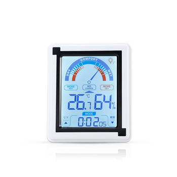 Intirilife elektronische thermometer in wit – lcd touch thermometer met klok meter voor temperatuur, luchtvochtigheid