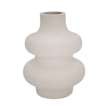 Intirilife keramische vaas in wit - 12 x 15.5 cm - spiraalvaas, decoratieve vaas, ideaal voor bloemen, pampasgras