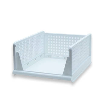 Intirilife opbergdoos, organizer voor kast in wit plastic - 43 x 33.3 x 18.6 cm - opvouwbare opbergmand voor laden