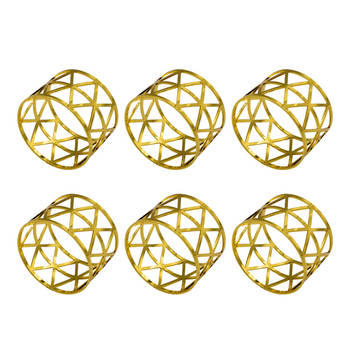 Intirilife servetringen 6 stuks van roestvrij staal in goud - 4,5 x 3 cm - servethouderset servetgesp driehoekpatroon
