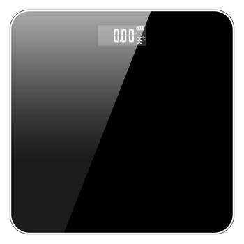 Intirilife ultradunne badkamerweegschaal lichaamsweegschaal in zwart met 26 x 26 cm basis en digitale display