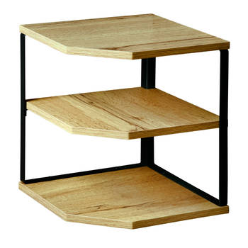 Kesper Keuken aanrecht hoek etagere - 2 niveaus - hout/metaal - organizer - 26 x 26 x 28 cm - Keukenhulphouders