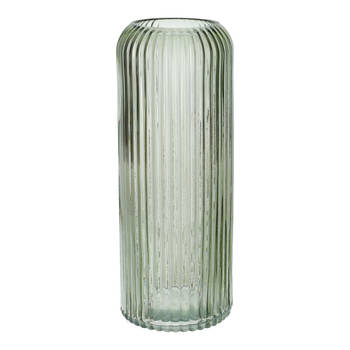 Bellatio Design Bloemenvaas - lichtgroen - transparant glas - D9 x H20 cm - Vazen