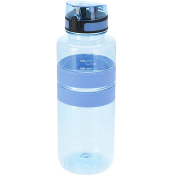 Drinkfles/waterfles/bidon - 1500 ml - blauw - kunststof - Drinkflessen