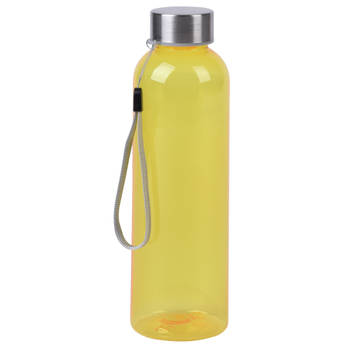 Waterfles / drinkfles / sport bidon Olympic - geel - kunststof - 500 ml - rvs schroefdop - Drinkflessen