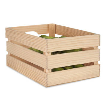 Giftdecor Fruitkisten opslagbox - open structuur - naturel - hout - L36 x B26 x H18 cm - Opbergkisten