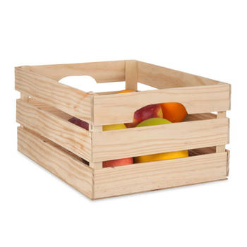 Giftdecor Fruitkisten opslagbox - open structuur - naturel - hout - L41 x B31 x H20 cm - Opbergkisten