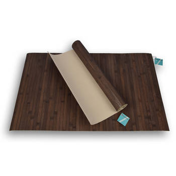 2x Stijlvolle Donker Bruine Vloermat - 80cm x 50cm x 0.5cm Bamboo Materiaal