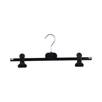 Kunststof kleerhangers RK/CAP-40 - Zwart met rubber klemmen - 10 stuks