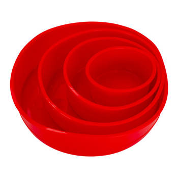 Intirilife 4-delige set ronde silicone cakevormen in rood - 10 cm, 16.3 cm, 19.8 cm, 25 cm - bakvorm voor het bakken