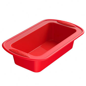 Intirilife bakvorm van silicone in rood - buiten 27.3 x 14.7 x 6.5 cm - binnen 22 x 9.7 x 6.3 cm - cakevorm